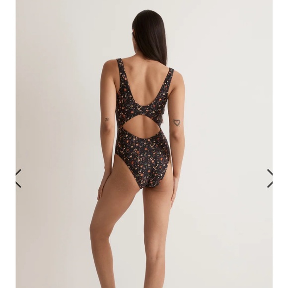 Madewell Square-Neck Tank One-Piece Swimsuit in Free Floral Size XS - Picture 3 of 9